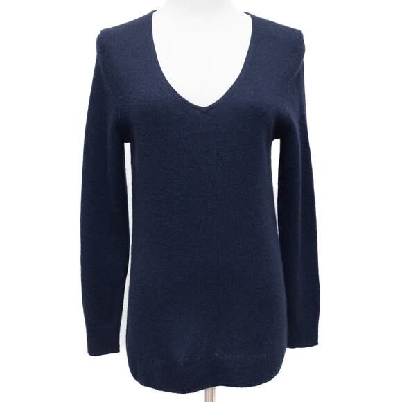 41 Hawthorn Navy Blue 100% Cashmere V-Neck Sweater Size Small - Picture 1 of 9